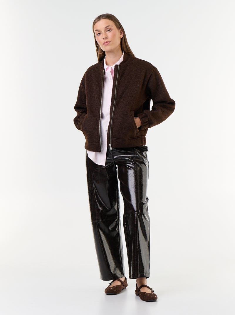 Veste faux lainage Marron - Kiabi