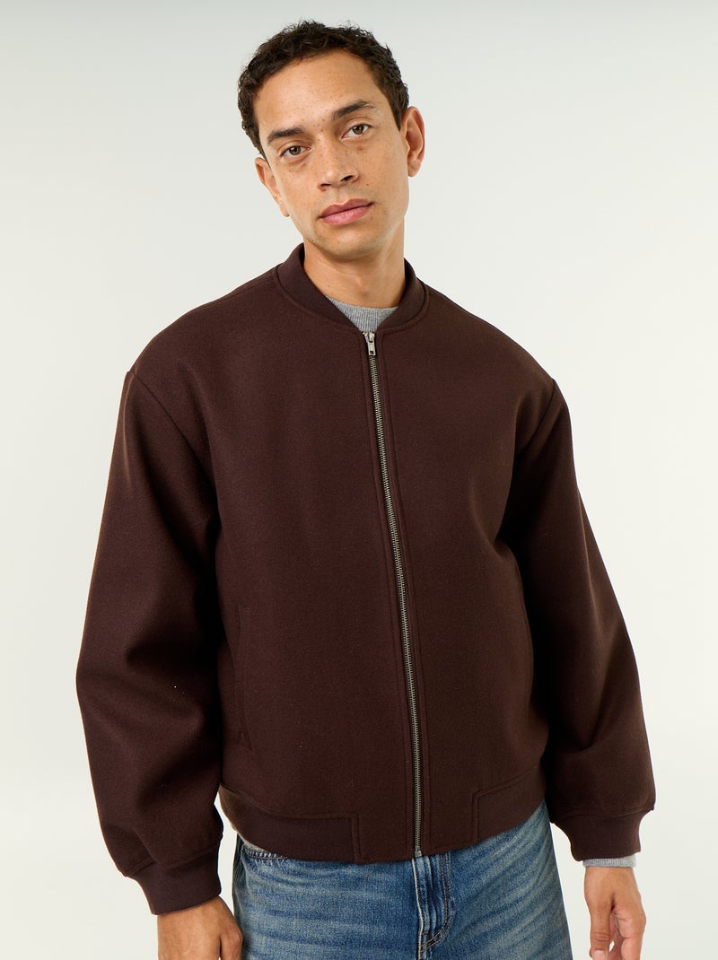 Veste faux lainage Marron - Kiabi