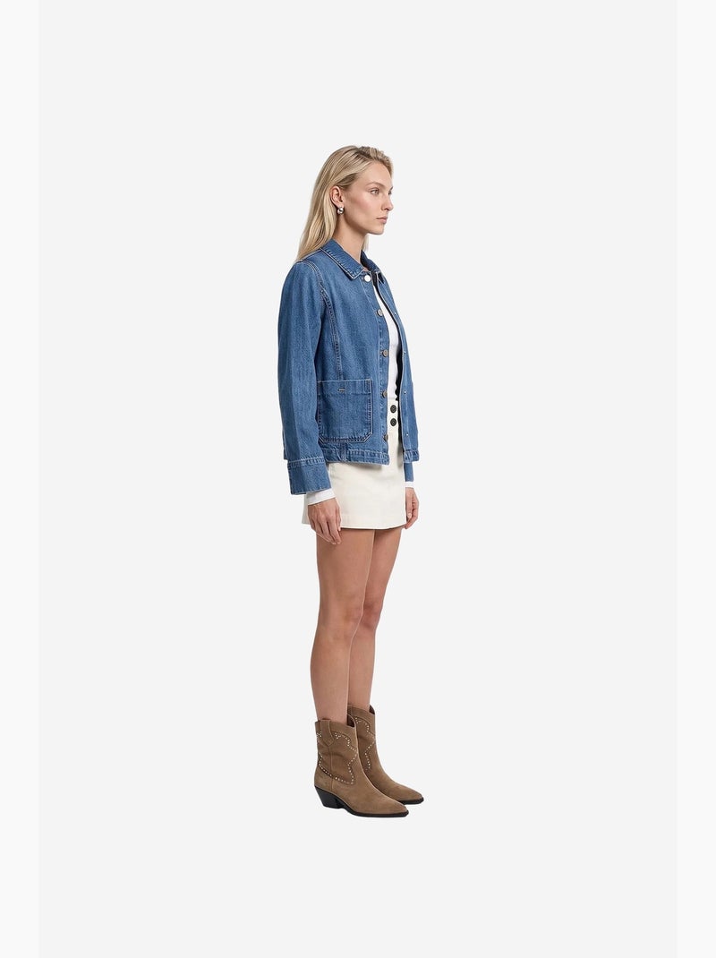 Veste femme en coton tencel dilvin Bleu saphir - Kiabi