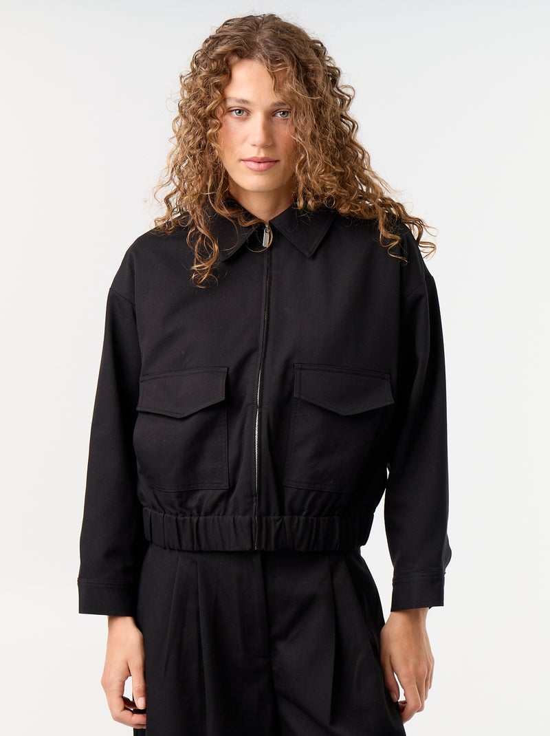 Veste fluide avec ouverture zippée Noir - Kiabi