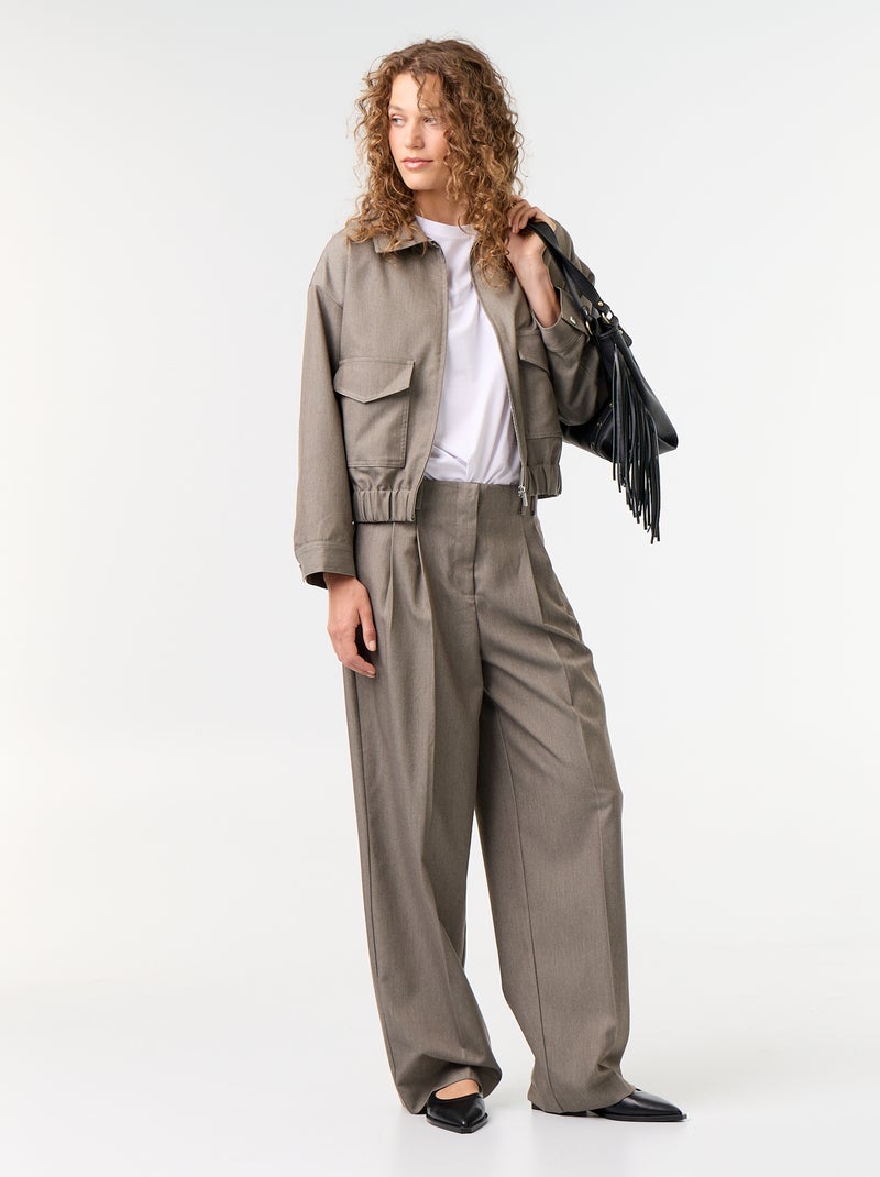 Veste fluide avec ouverture zippée Vert - Kiabi