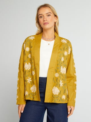 Veste kimono courte brodée