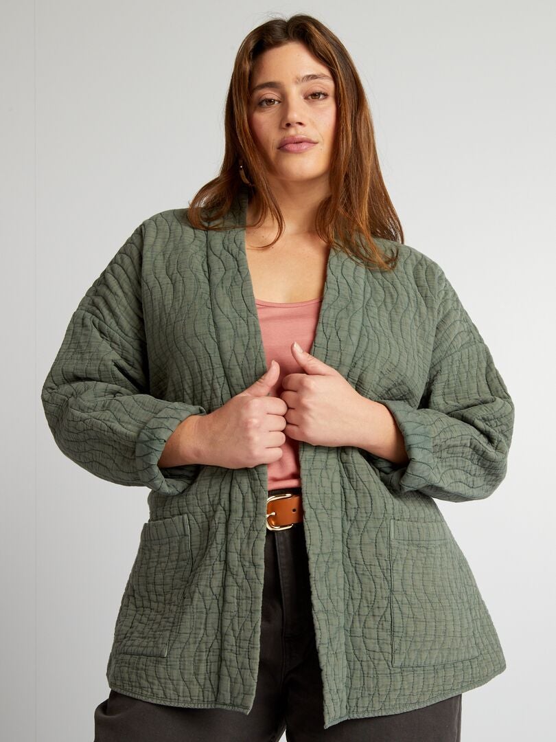 Veste kimono matelassée avec ceinture Kaki Kiabi 29.00€