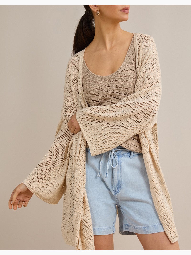 Veste kimono, mo fashion Beige - Kiabi