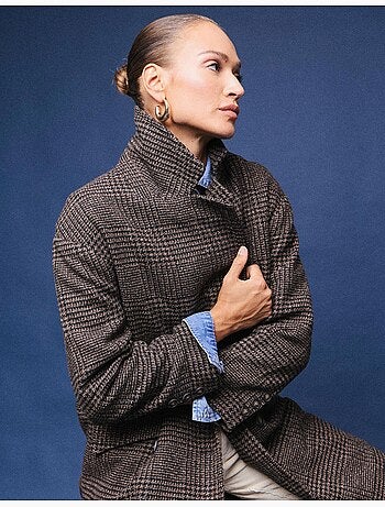 Veste longue à carreaux, mo fashion