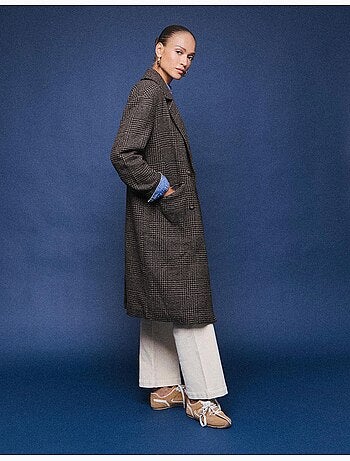 Veste longue à carreaux, mo fashion