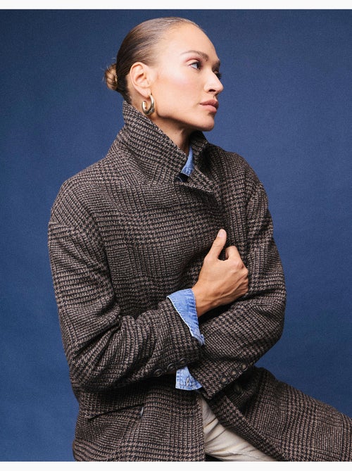 Veste longue à carreaux, mo fashion - Kiabi