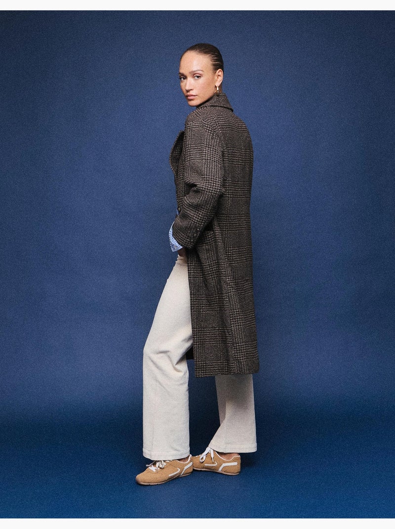 Veste longue à carreaux, mo fashion Marron - Kiabi