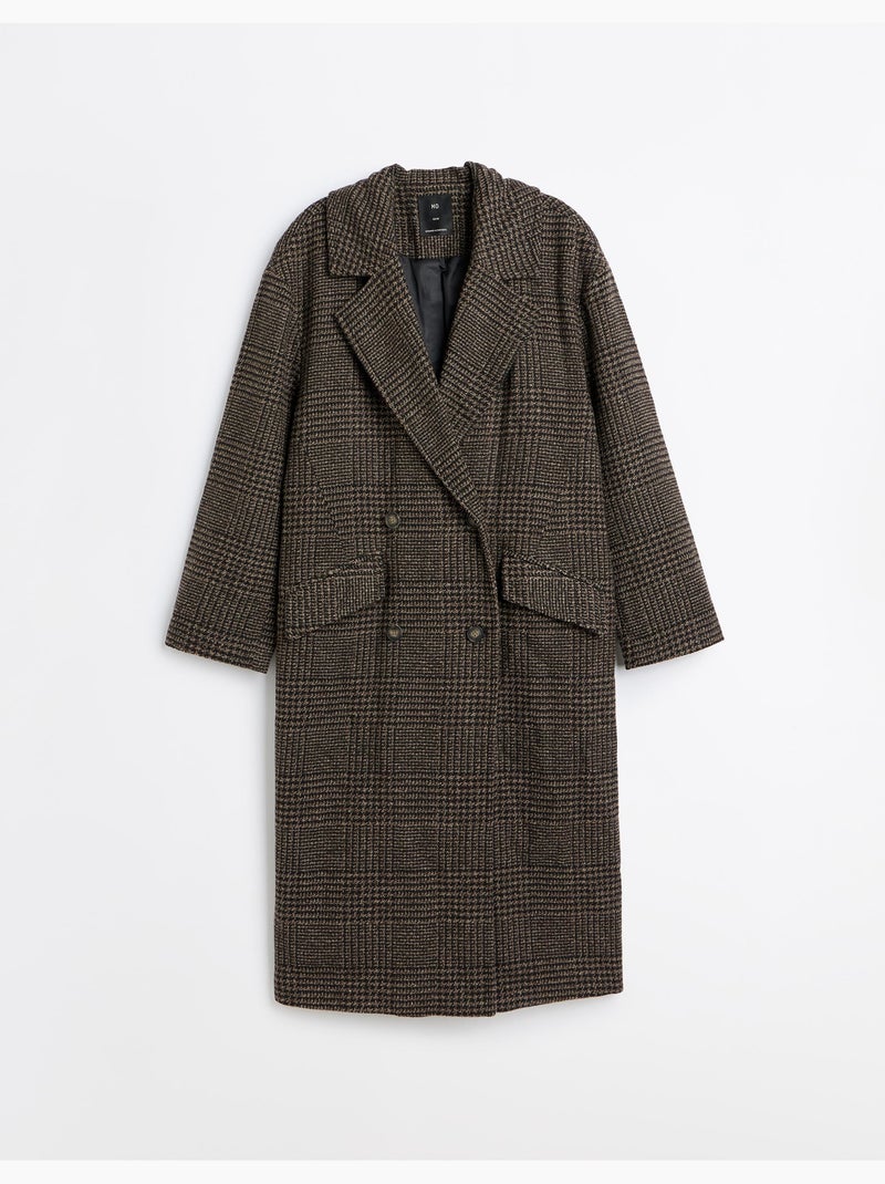 Veste longue à carreaux, mo fashion Marron - Kiabi