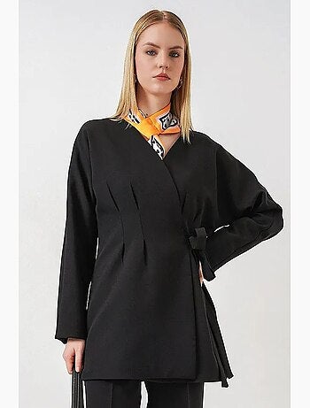 Veste longue à ceinture et col en v bdart
