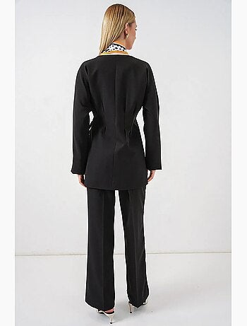 Veste longue à ceinture et col en v bdart
