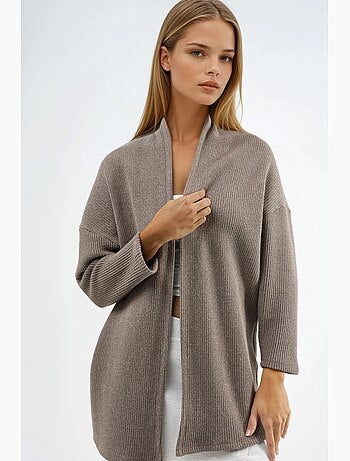 Veste longue à col ouvert en maille lurex busem