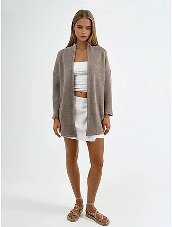 Veste longue à col ouvert en maille lurex busem