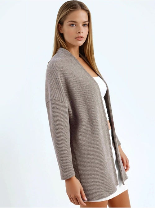 Veste longue à col ouvert en maille lurex busem - Kiabi Veste longue à col ouvert en maille lurex busem - Kiabi