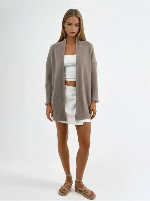 Veste longue à col ouvert en maille lurex busem - Kiabi Veste longue à col ouvert en maille lurex busem - Kiabi