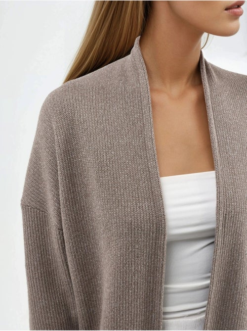 Veste longue à col ouvert en maille lurex busem - Kiabi Veste longue à col ouvert en maille lurex busem - Kiabi