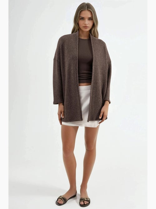 Veste longue à col ouvert en maille lurex busem - Kiabi Veste longue à col ouvert en maille lurex busem - Kiabi