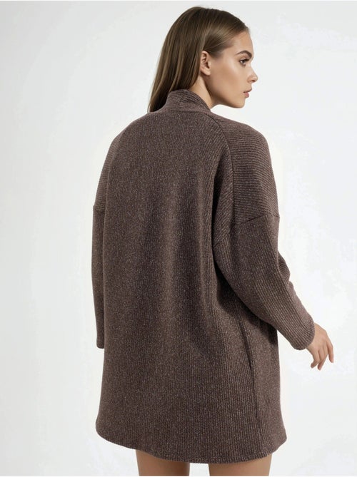 Veste longue à col ouvert en maille lurex busem - Kiabi Veste longue à col ouvert en maille lurex busem - Kiabi