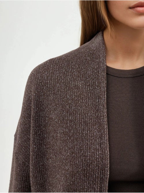 Veste longue à col ouvert en maille lurex busem - Kiabi Veste longue à col ouvert en maille lurex busem - Kiabi