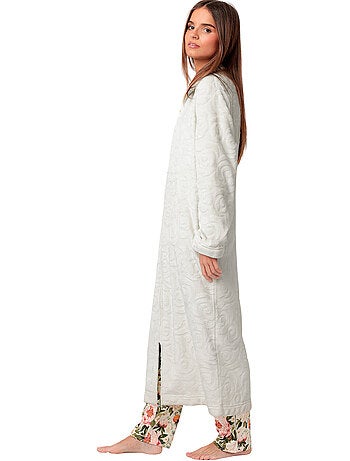 Veste longue d'intérieur rosas jacquard