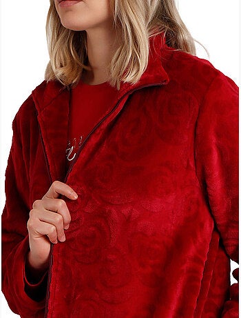 Veste longue d'intérieur rosas jacquard