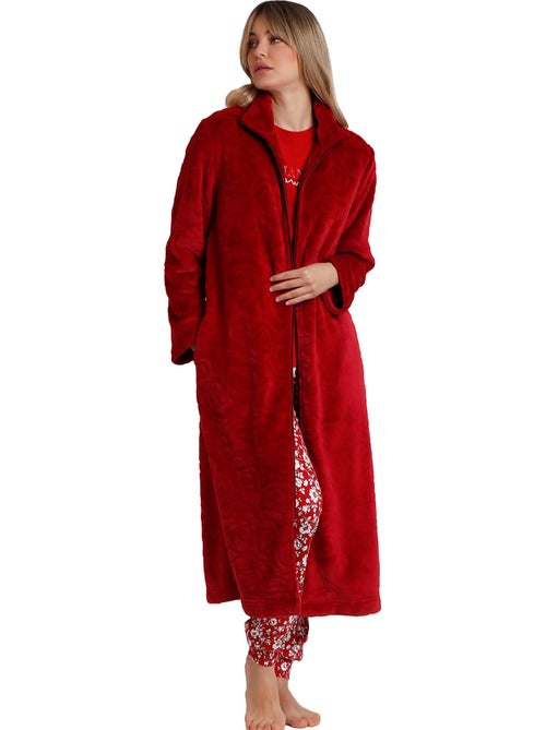 Veste longue d'intérieur rosas jacquard - Kiabi