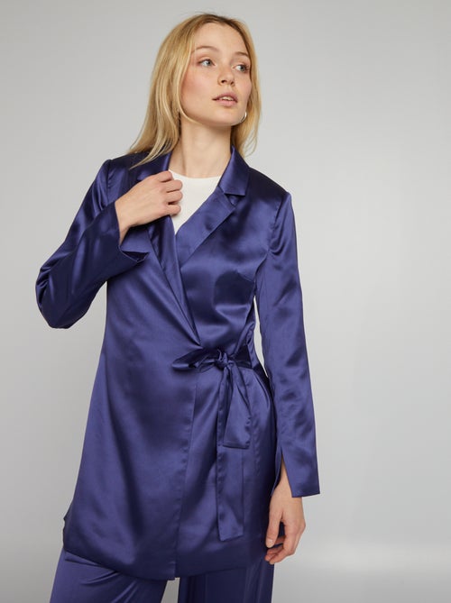 Veste longue en satin - Kiabi