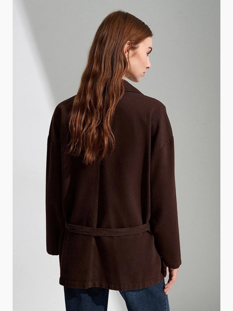 Veste longue oversize ceinturée dilvin Marron chocolat - Kiabi
