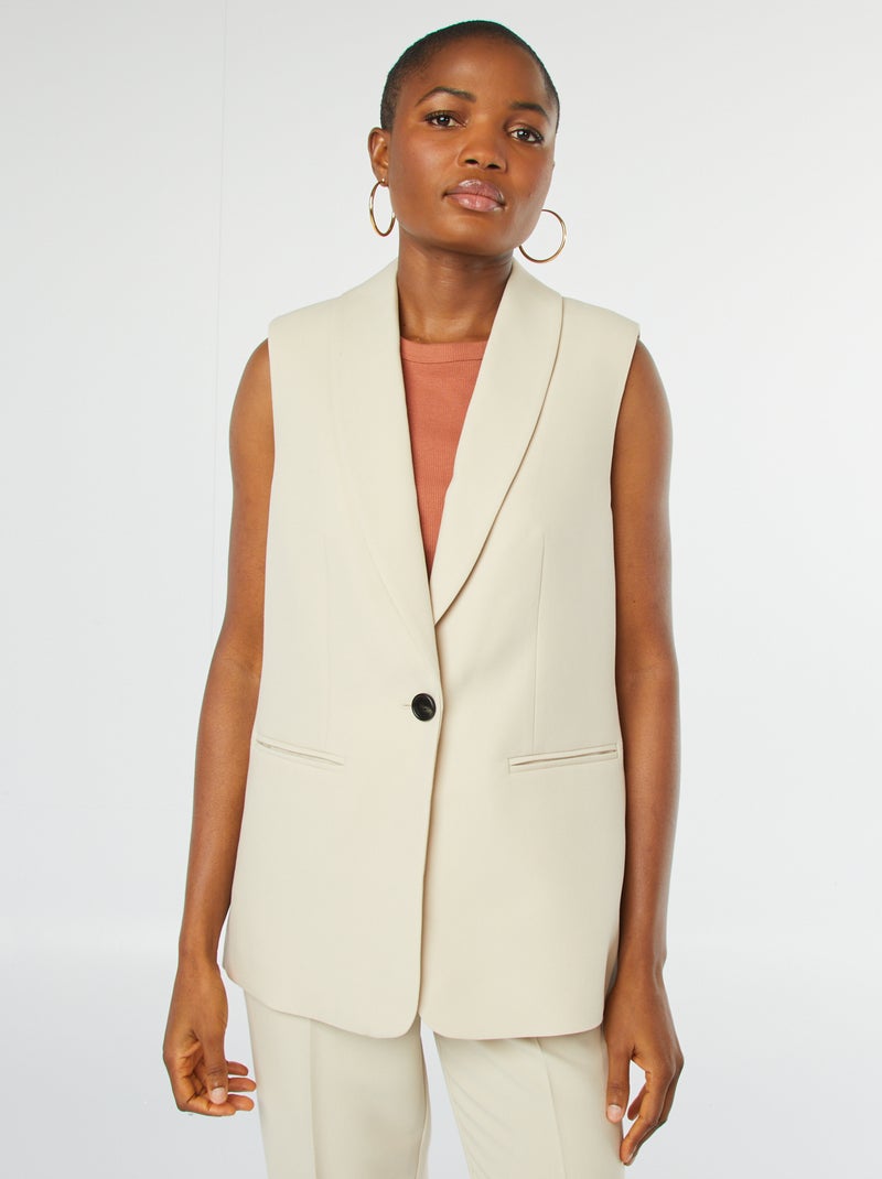 Veste longue sans manches Ivoire - Kiabi