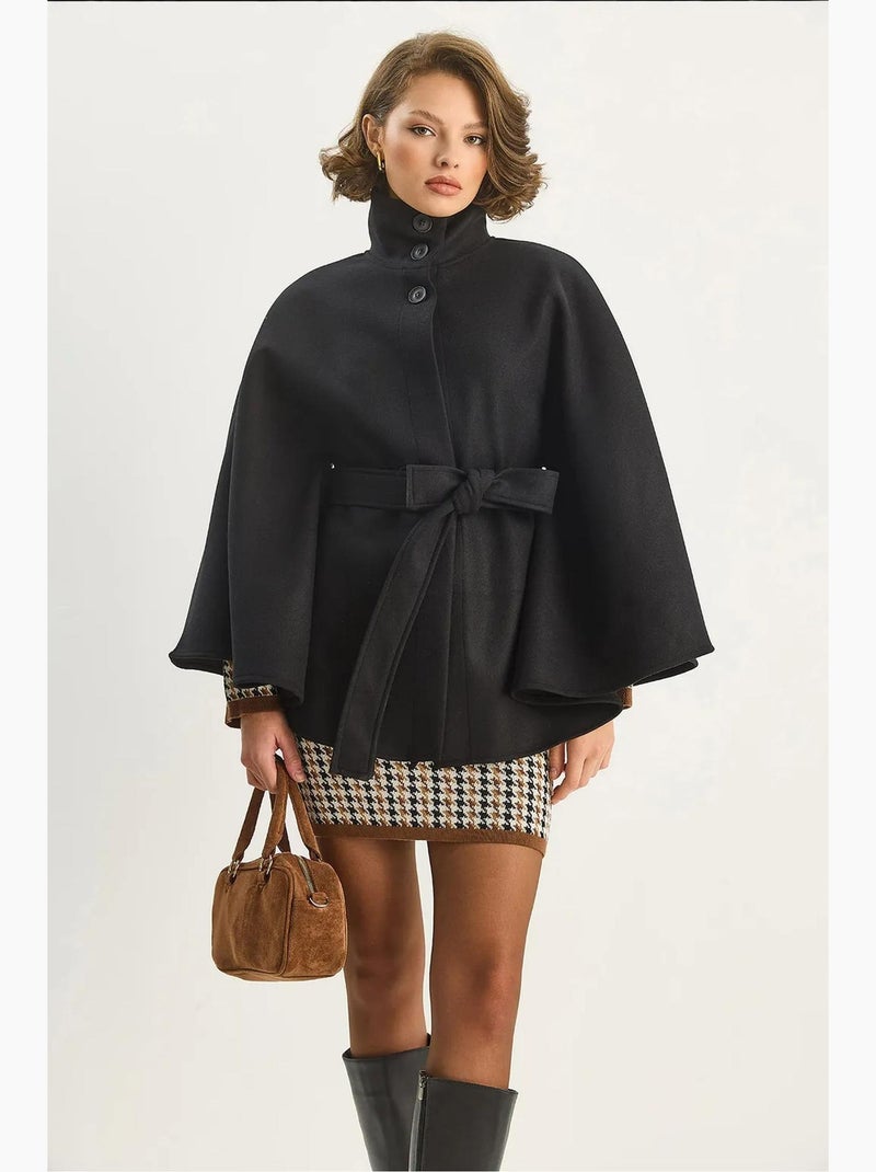 Veste longue texturée avec fermeture boutonnée lucci Noir - Kiabi
