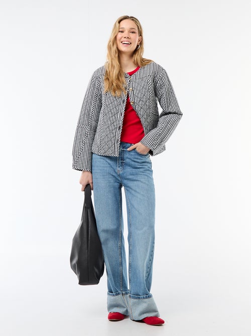 Veste matelassée à carreaux - Kiabi