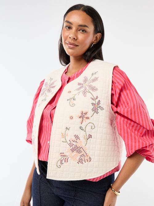Veste matelassée avec broderies - Kiabi