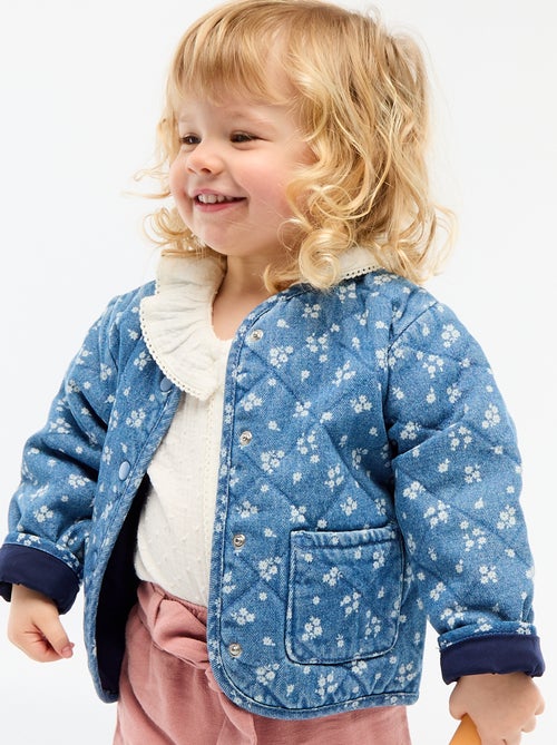 Veste matelassée en denim avec ouverture à pressions - Kiabi