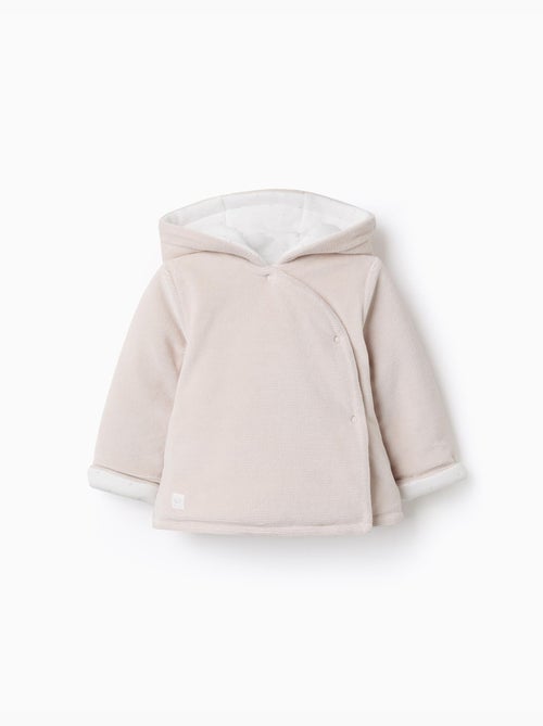 Veste matelassée en velours avec capuche et doublure - Kiabi