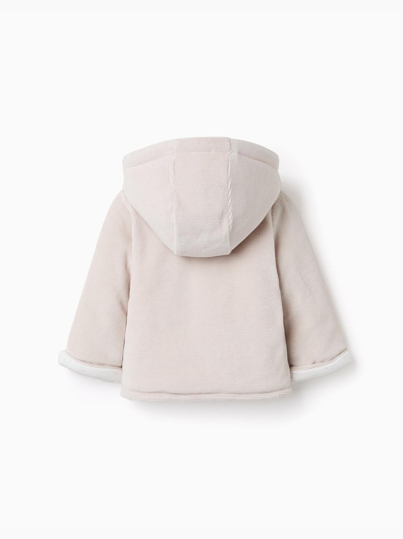 Veste matelassée en velours avec capuche et doublure Gris clair - Kiabi