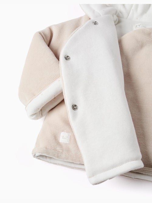 Veste matelassée en velours avec capuche et doublure - Kiabi