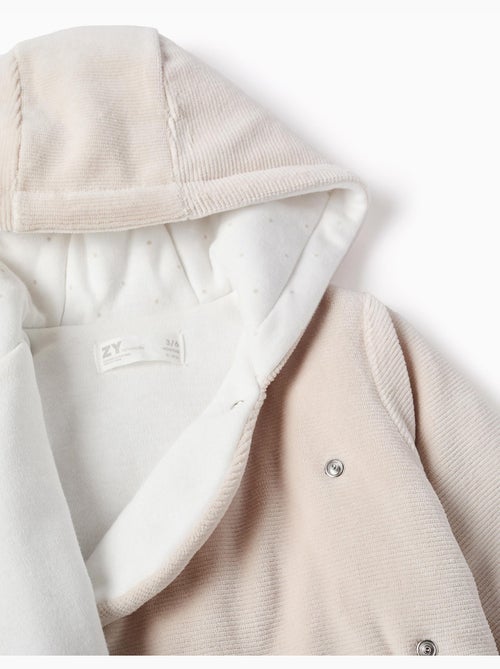 Veste matelassée en velours avec capuche et doublure - Kiabi