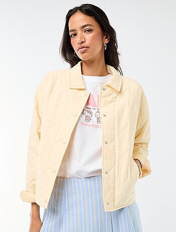 Veste matelassée unie avec col chemise