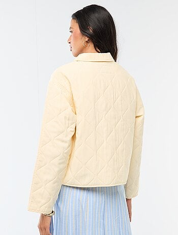 Veste matelassée unie avec col chemise