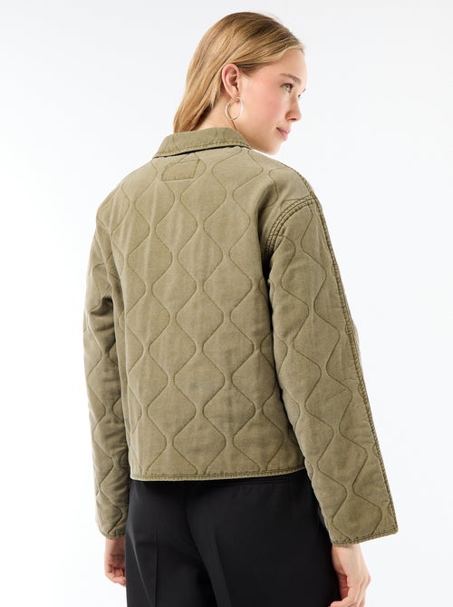 Veste matelassée unie avec col chemise - Kiabi