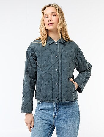 Veste matelassée unie avec col chemise