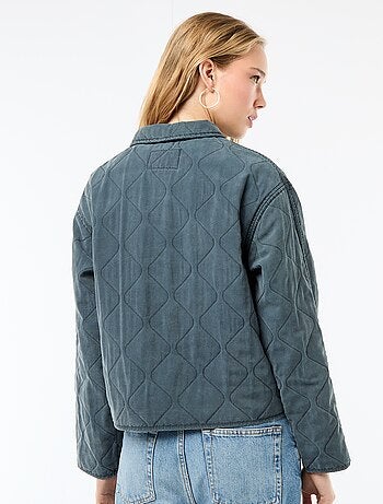 Veste matelassée unie avec col chemise