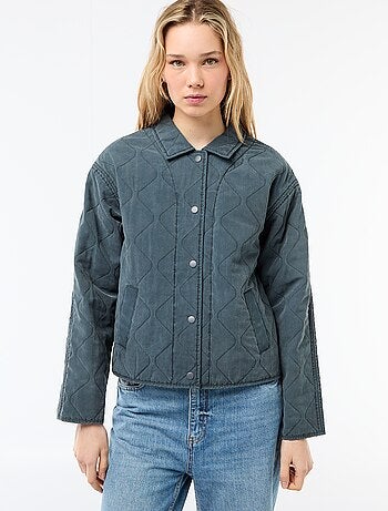 Veste matelassée unie avec col chemise