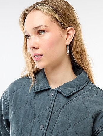 Veste matelassée unie avec col chemise