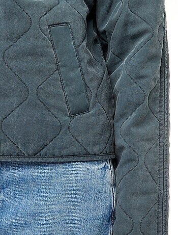 Veste matelassée unie avec col chemise