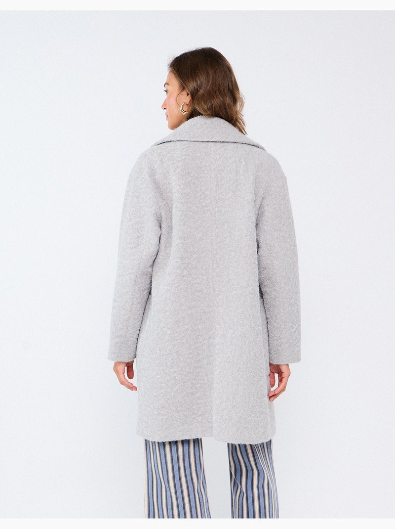 Veste midi effet bouclé, mo fashion Gris - Kiabi