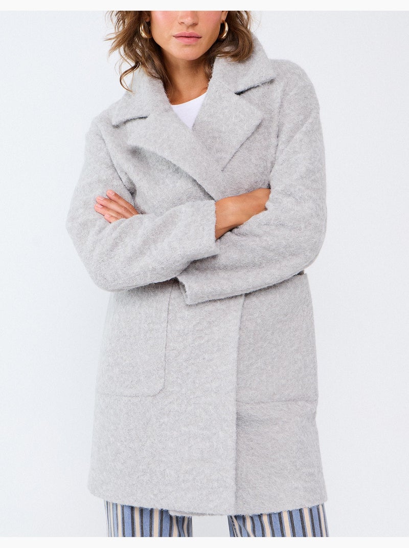 Veste midi effet bouclé, mo fashion Gris - Kiabi