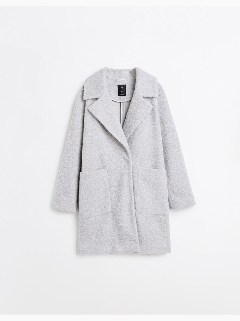Veste midi effet bouclé, mo fashion Gris - Kiabi