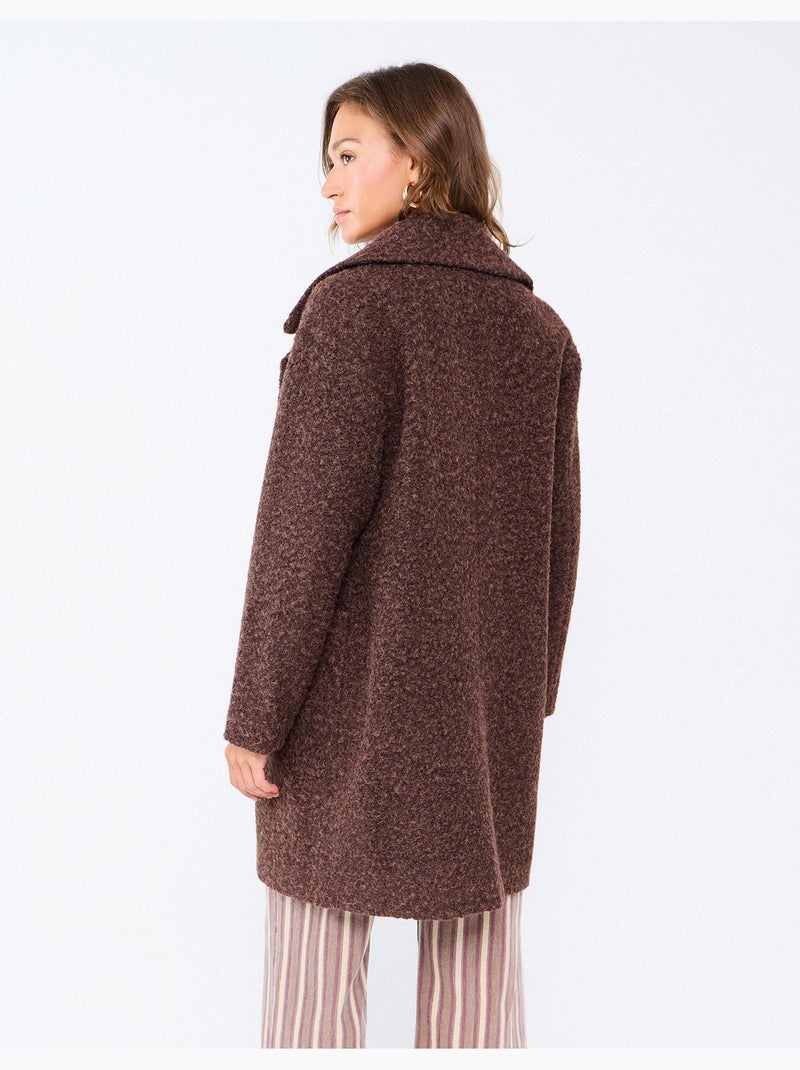 Veste midi effet bouclé, mo fashion Marron - Kiabi