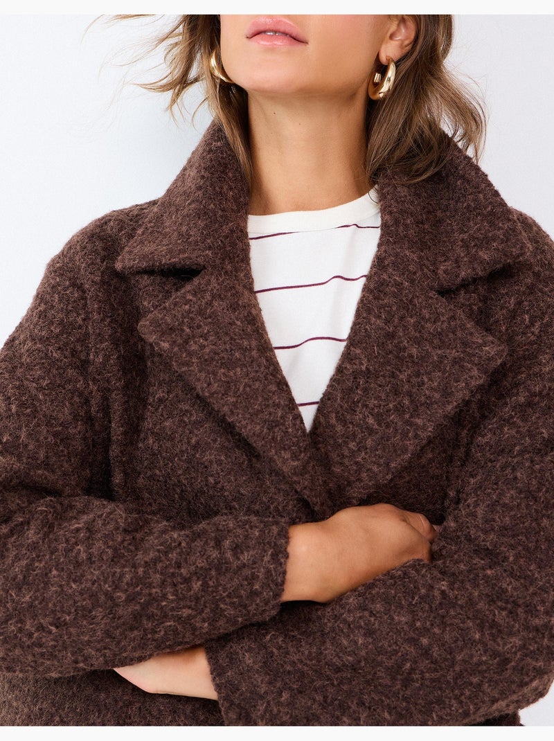 Veste midi effet bouclé, mo fashion Marron - Kiabi